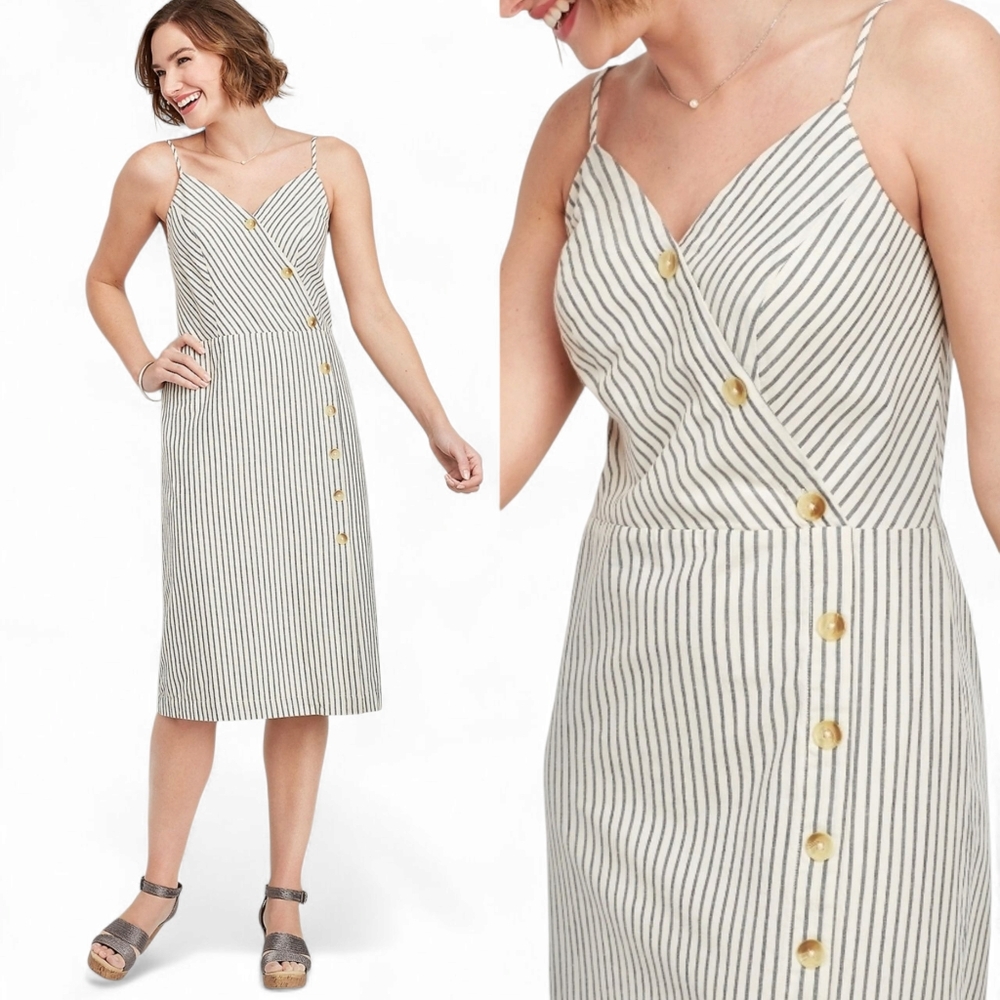 Nwot Maurices Stripe Button Front Wrap Dress - image 1